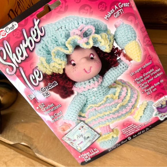 Retro 90s Sherbet Ice Doll Crochet Kit 4.5” Doll Head Hands And Pattern - Picture 5 of 6